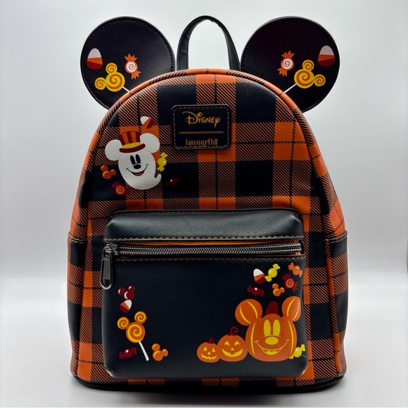 Loungefly Disney Halloween Candy Pumpkins Plaid Mickey Mouse Ears Mini Hot Topic